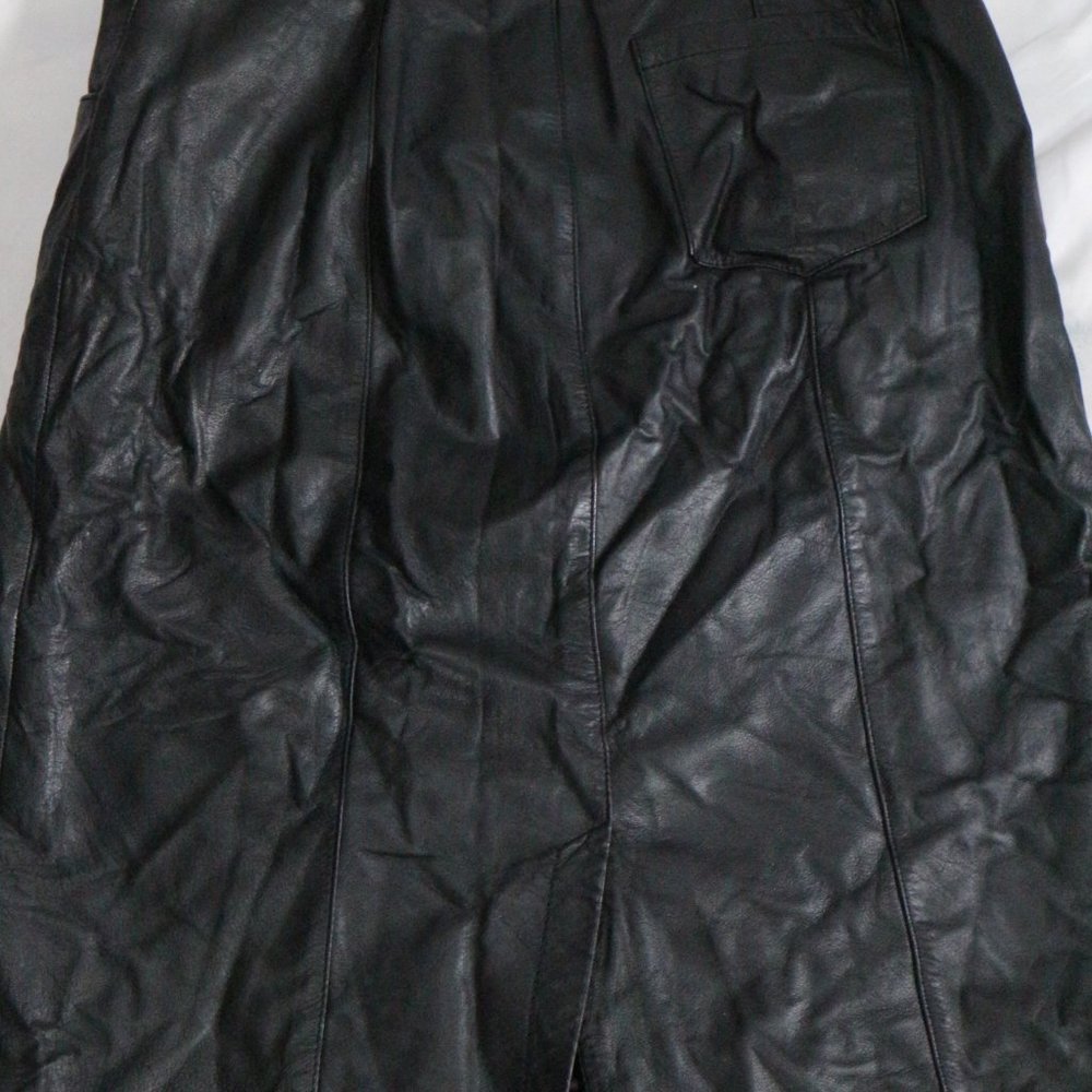 VTG CALLIOPE Leather Works A-Line Rear Slit Skirt Sz 8 - Picture 7 of 13